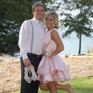 Ashley Lauren, blush pink, homecoming dress.